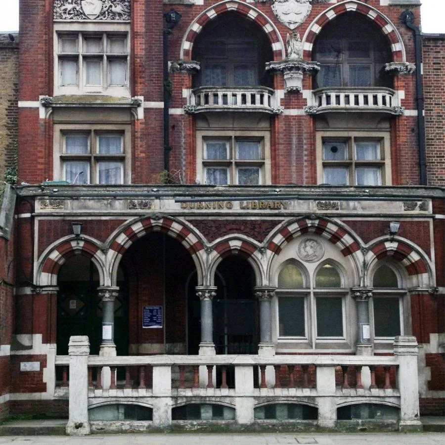 Red-brick exterior of Durning Library